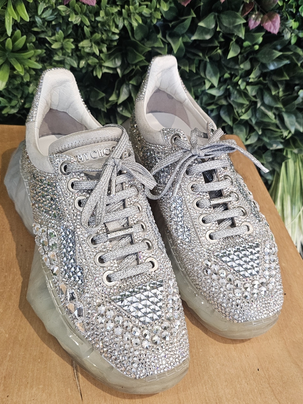Jimmy Choo Diamond Crystal Embellished Sneakers Embellished Sneakers in Silver